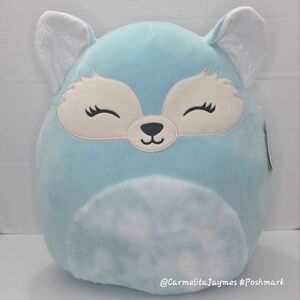 DABNEY 🐺 16" Blue & White Fox w Fur & Closed Eyes Original Squishmallows NWT